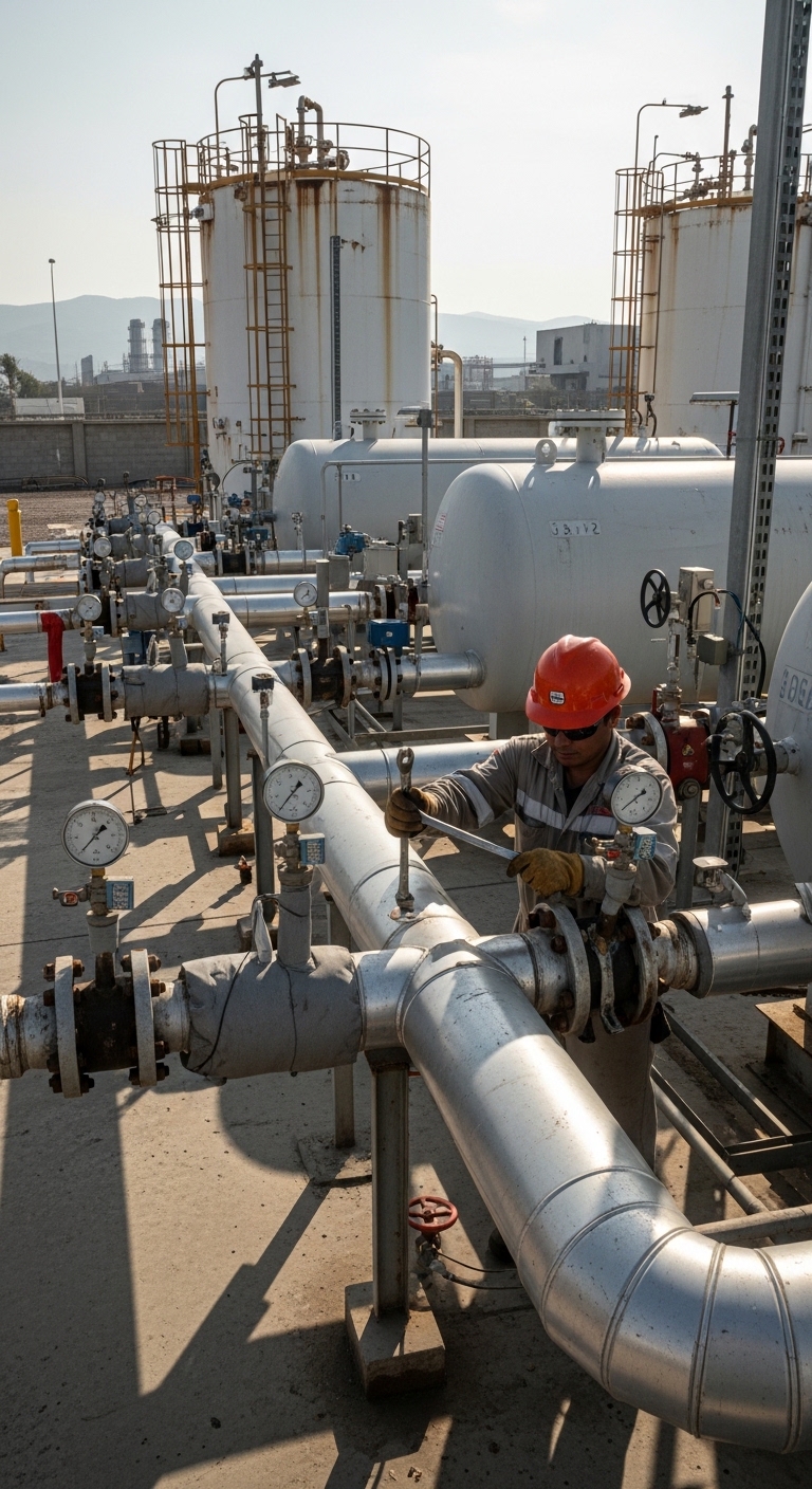 Proceso de instalación de gas industrial certificado