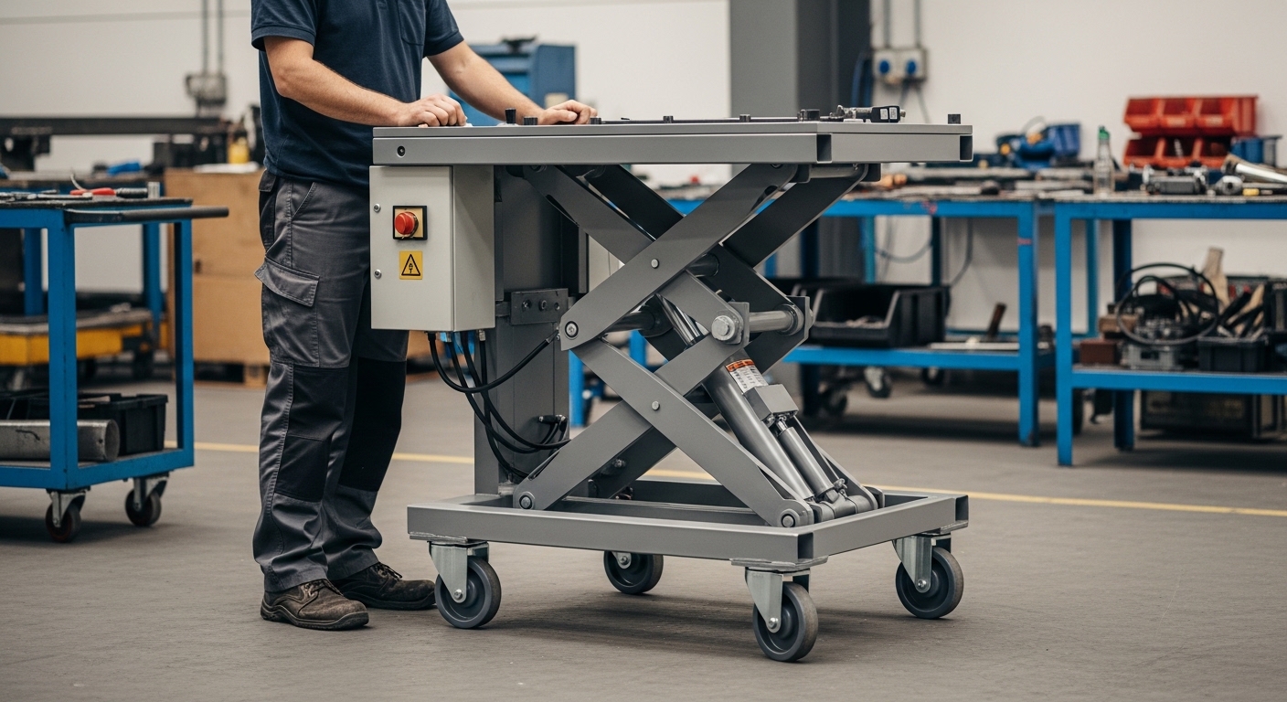 Mesa de elevación móvil con ruedas