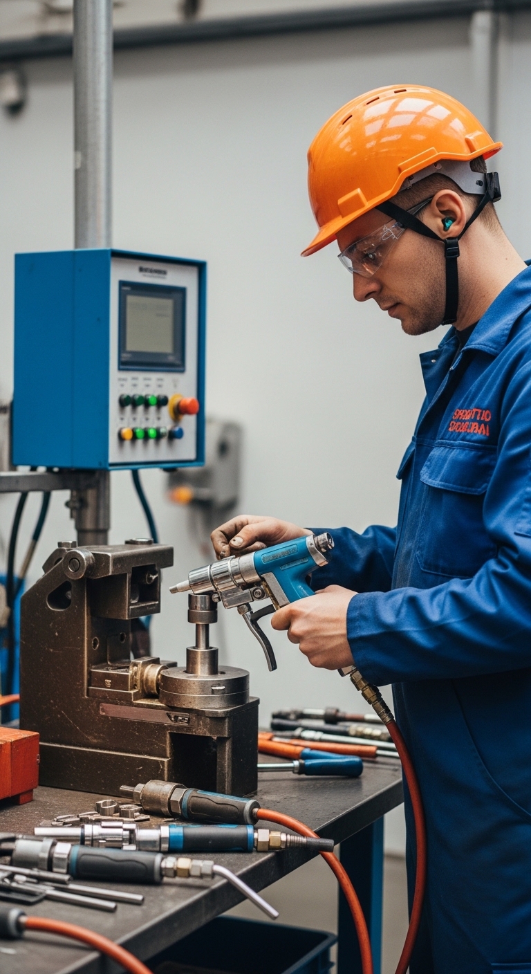 Proceso de reparación de herramienta neumática industrial