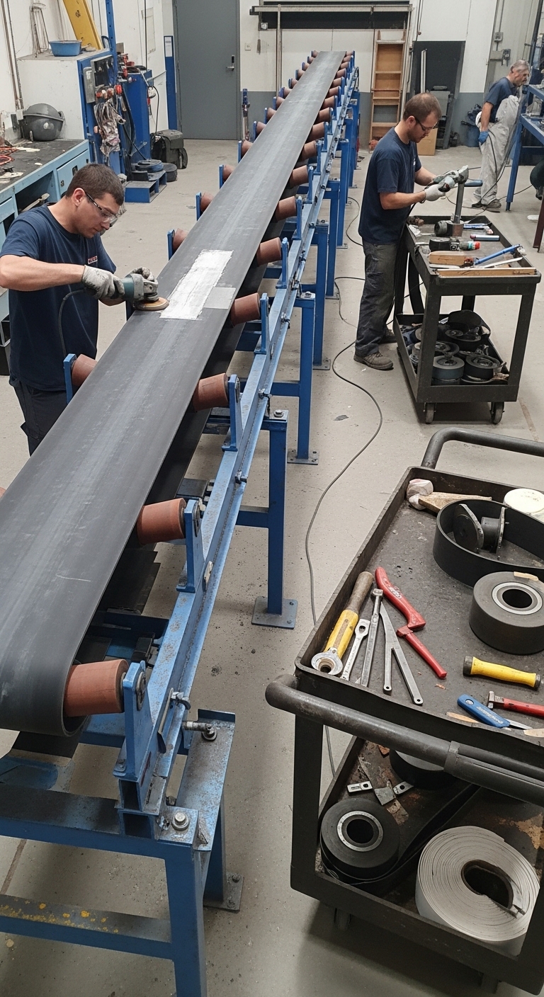 Proceso de reparación de transportadores industriales