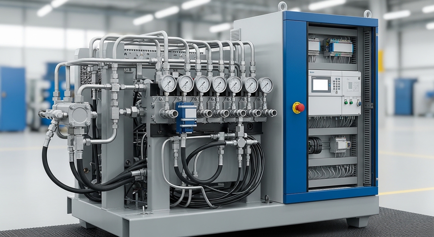 Unidad hidráulica con control PLC automatizado