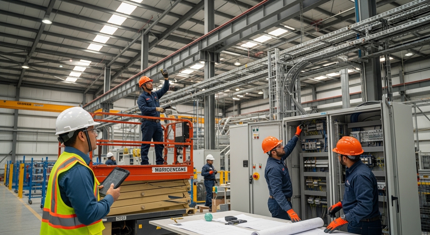 Proceso de instalación eléctrica industrial